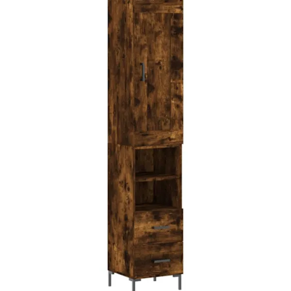 vidaXL Skåp>Högskåp rökfärgad ek 34,5x34x180 cm konstruerat trä