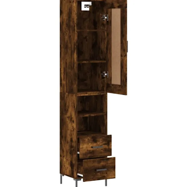 vidaXL Skåp>Högskåp rökfärgad ek 34,5x34x180 cm konstruerat trä
