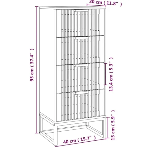 vidaXL Byråer>Högskåp 40x30x95 cm konstruerat trä