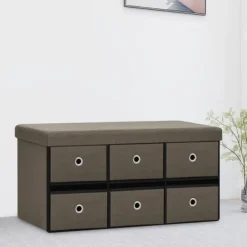 vidaXL Kistor & Koffertar>Hopfällbar förvaringsbänk 76x38x38 cm konstlinne