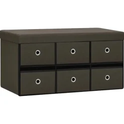vidaXL Kistor & Koffertar>Hopfällbar förvaringsbänk mörk 76x38x38 cm konstlinne