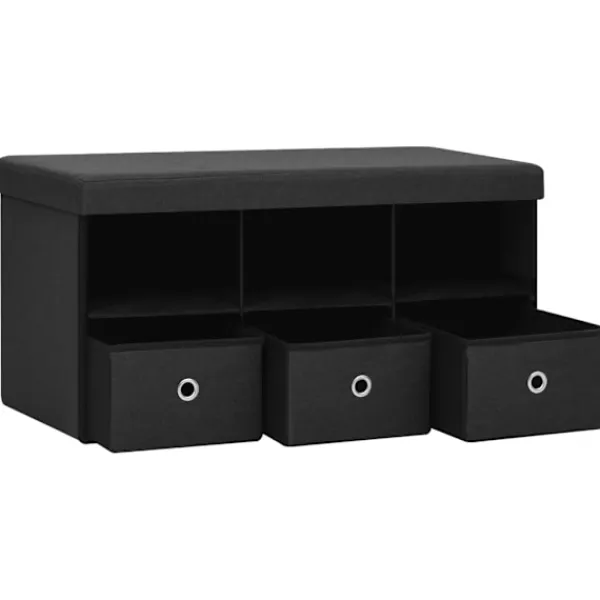 vidaXL Kistor & Koffertar>Hopfällbar förvaringsbänk 76x38x38 cm konstlinne