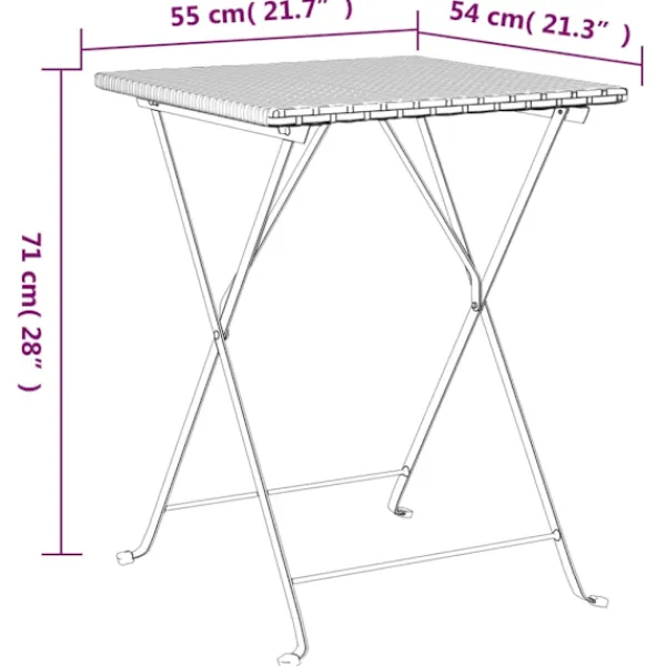 vidaXL Balkongmöbler>Hopfällbart caféset 3 delar konstrotting