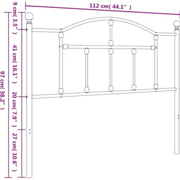 vidaXL Sängar>Huvudgavel metall 107 cm