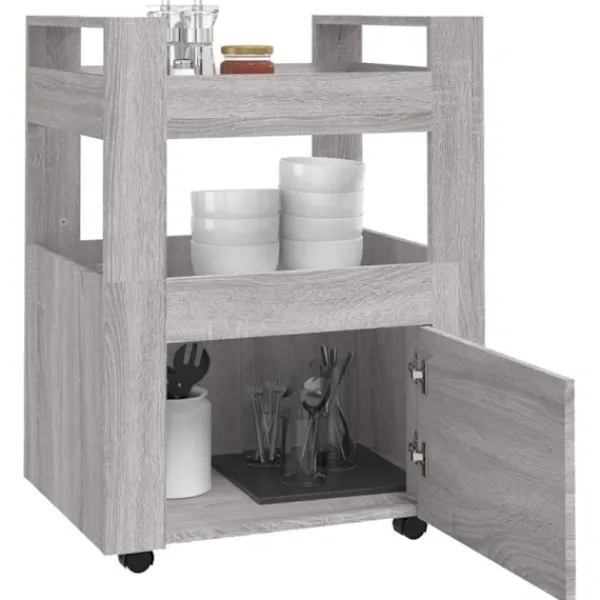 vidaXL Köksö>Köksvagn sonoma 60x45x80 cm konstruerat trä
