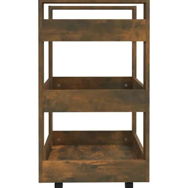 vidaXL Köksö>Köksvagn rökfärgad ek 60x45x80 cm konstruerat trä
