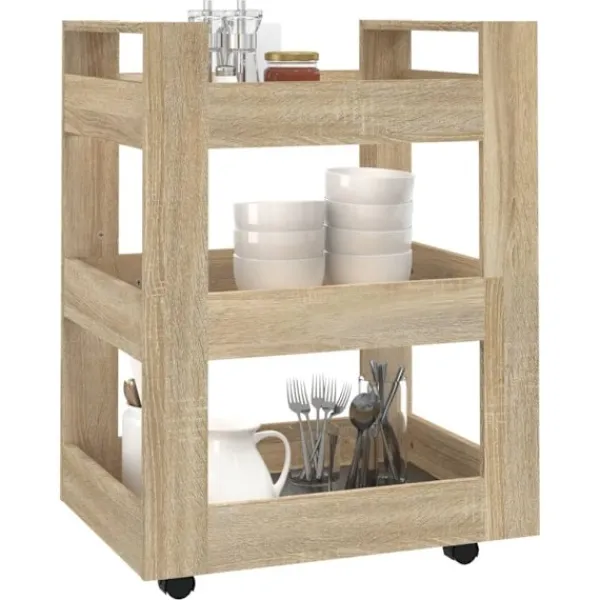 vidaXL Köksö>Köksvagn sonoma-ek 60x45x80 cm konstruerat trä