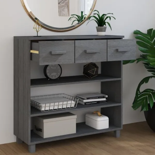 vidaXL Skåp>Konsolbord HAMAR mörk 90x35x90 cm massiv furu