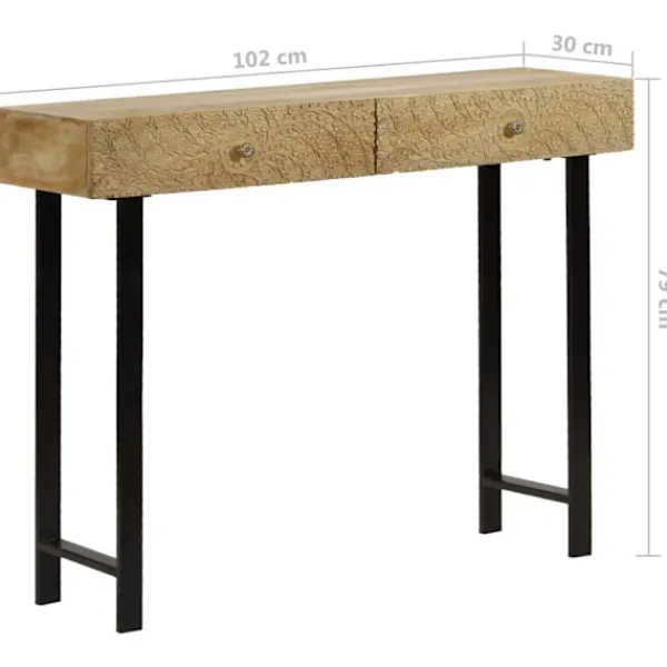 vidaXL Sideboards>Konsolbord massivt mangoträ 102x30x79 cm