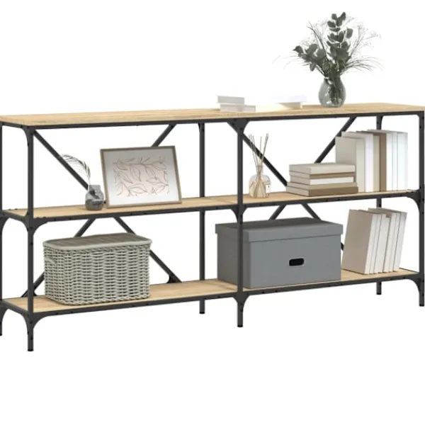 vidaXL Småbord>Konsolbord sonoma-ek 160x30x75 cm konstruerat trä och järn