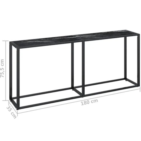 vidaXL Småbord>Konsolbord marmor 180x35x75,5 cm härdat glas