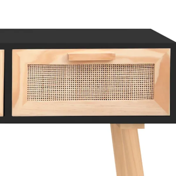 vidaXL Småbord>Konsolbord 105x30x75 cm massiv furu och naturlig rotting