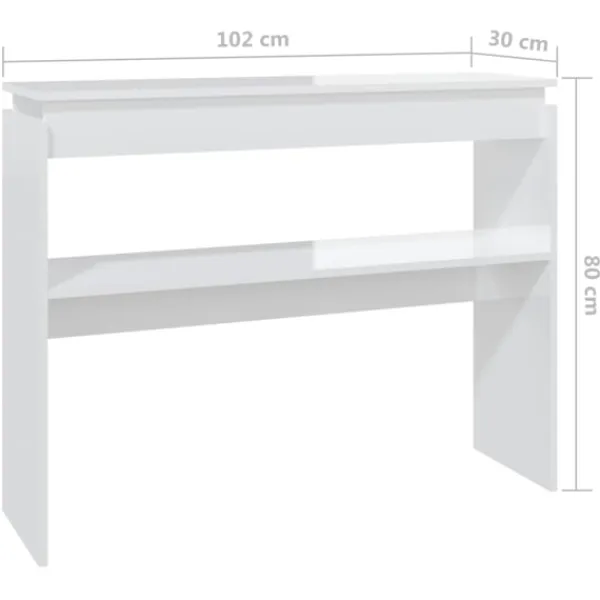 vidaXL Småbord>Konsolbord högglans 102x30x80 cm konstruerat trä