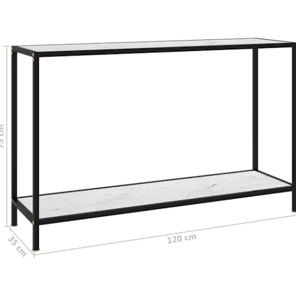 vidaXL Småbord>Konsolbord 120x35x75 cm härdat glas