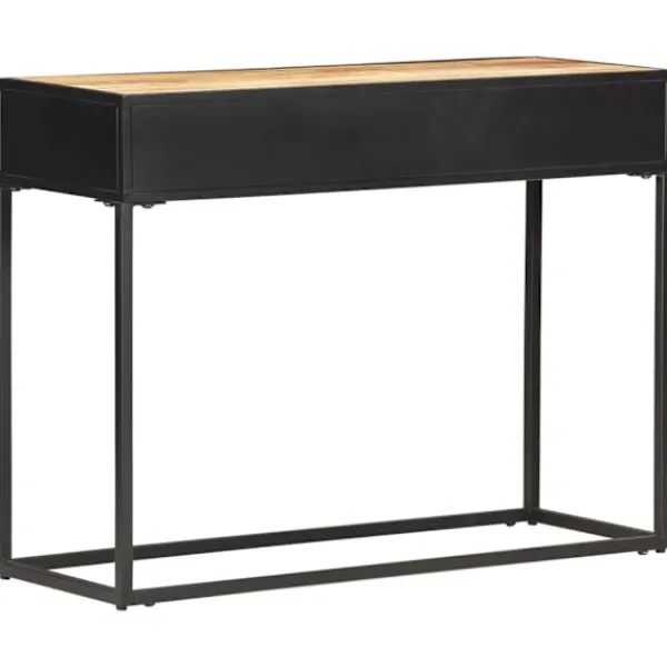 vidaXL Småbord>Konsolbord 100x35x75 cm grovt mangoträ och naturlig rotting