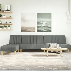 vidaXL Soffor>L-formad soffa mörk 255x140x70 cm tyg