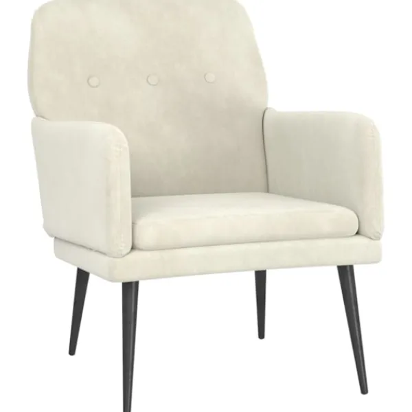 vidaXL Fåtöljer>Loungestol gräddvit 62x79x79 cm sammet