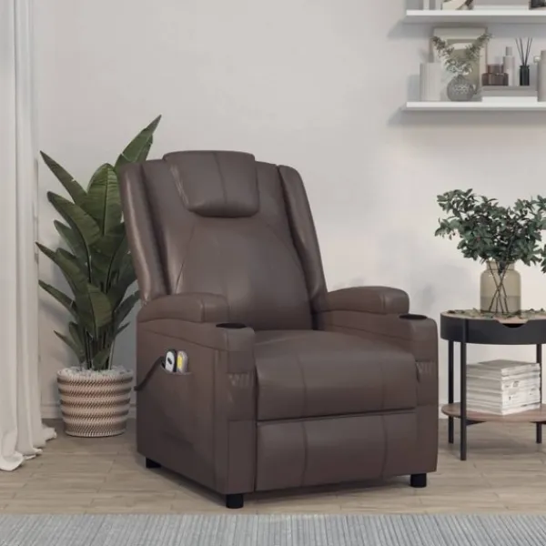 vidaXL Fåtöljer>Massagefåtölj med uppresningshjälp konstläder