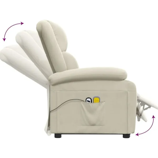 vidaXL Fåtöljer>Massagefåtölj med uppresningshjälp gräddvit sammet