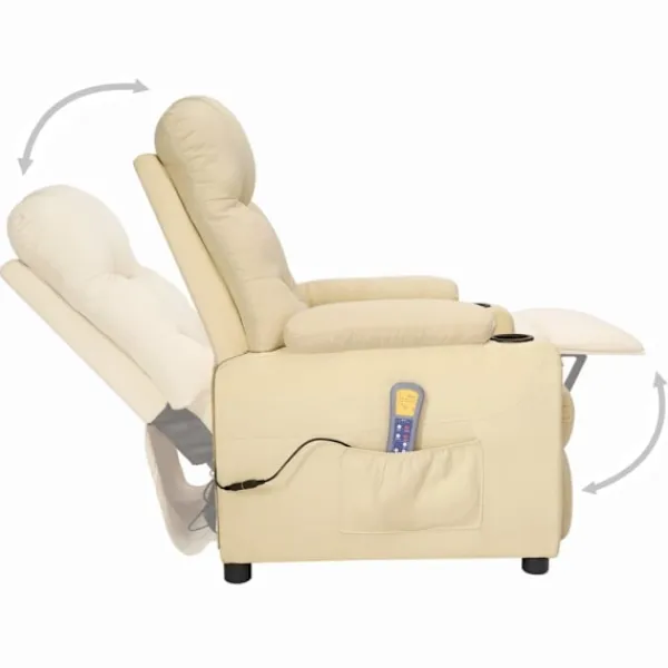 vidaXL Fåtöljer>Massagefåtölj med uppresningshjälp gräddvit tyg