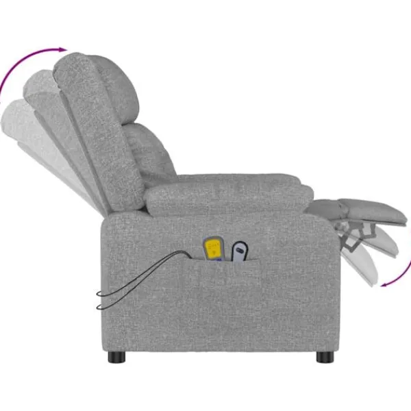 vidaXL Fåtöljer>Massagefåtölj med uppresningshjälp ljus tyg