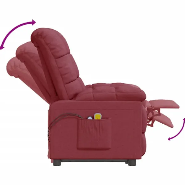 vidaXL Fåtöljer>Massagefåtölj med uppresningshjälp vin tyg