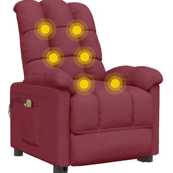vidaXL Fåtöljer>Massagefåtölj med uppresningshjälp vin tyg