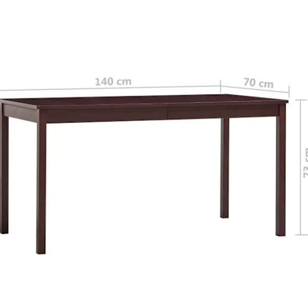 vidaXL Matbord>Matbord mörk 140x70x73 cm furu