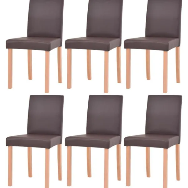 vidaXL Matgrupper>Matbord och matstolar 7 delar konstläder ek