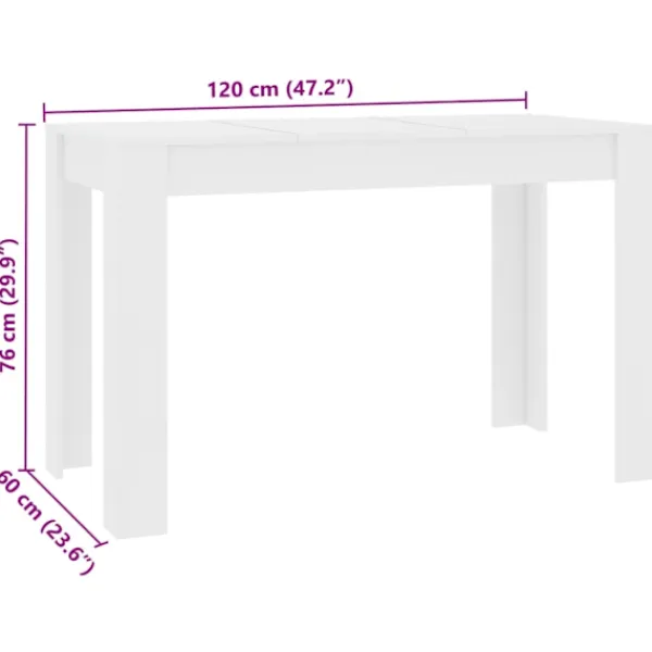 vidaXL Matgrupper>Matbord 120x60x76 cm konstruerat trä