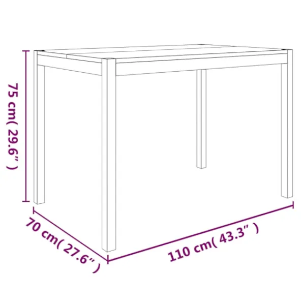vidaXL Matgrupper>Matbord 110x70x75 cm massivt akaciaträ