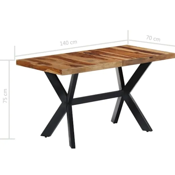 vidaXL Matbord>Matbord 140x70x75 cm massivt sheshamträ