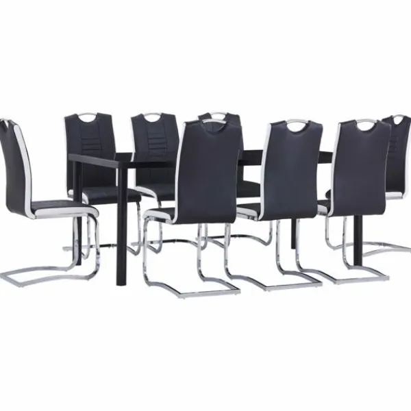 vidaXL Matgrupper>Matgrupp 9 delar konstläder