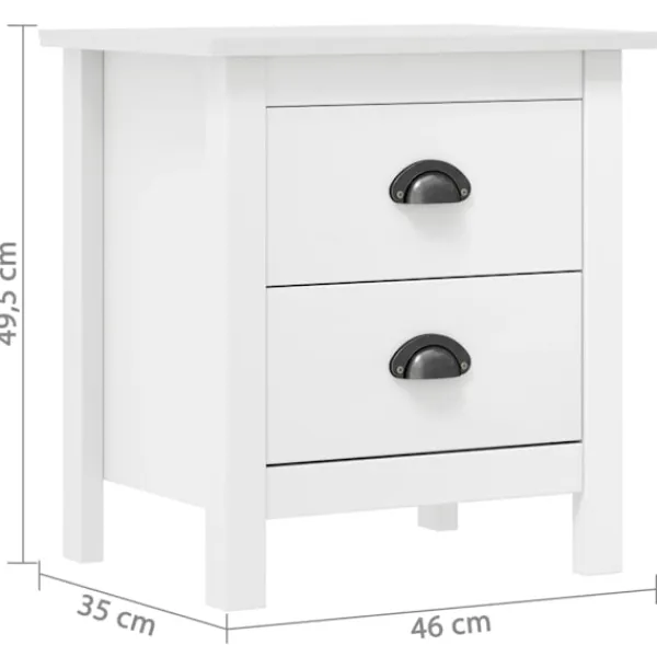 vidaXL Sängar>Nattduksbord Hill 2 st 46x35x49,5 cm massiv furu