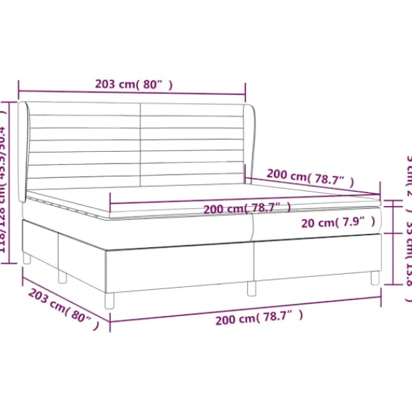 vidaXL Sängar>Ramsäng med madrass mörk 200x200 cm tyg