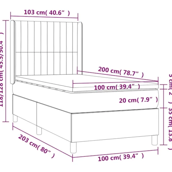 vidaXL Sängar>Ramsäng med madrass 100x200 cm tyg