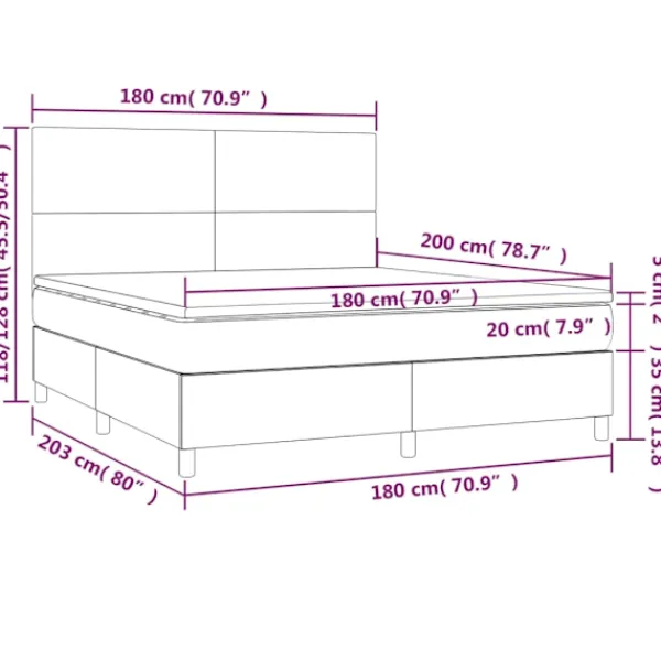 vidaXL Sängar>Ramsäng med madrass 180x200 cm tyg