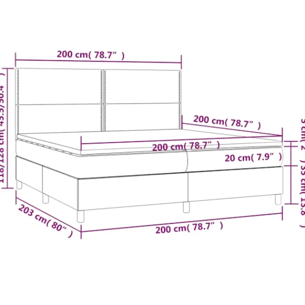 vidaXL Sängar>Ramsäng med madrass 200x200 cm tyg