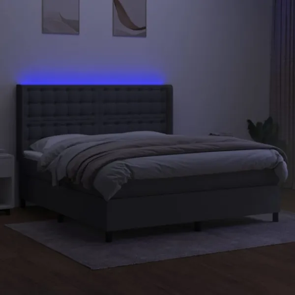 vidaXL Sängar>Ramsäng med madrass & LED mörk 160x200 cm tyg
