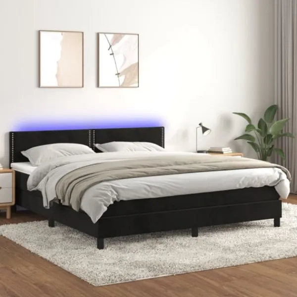 vidaXL Sängar>Ramsäng med madrass & LED 180x200 cm sammet