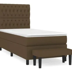 vidaXL Sängar>Ramsäng med madrass mörk 90x190 cm tyg
