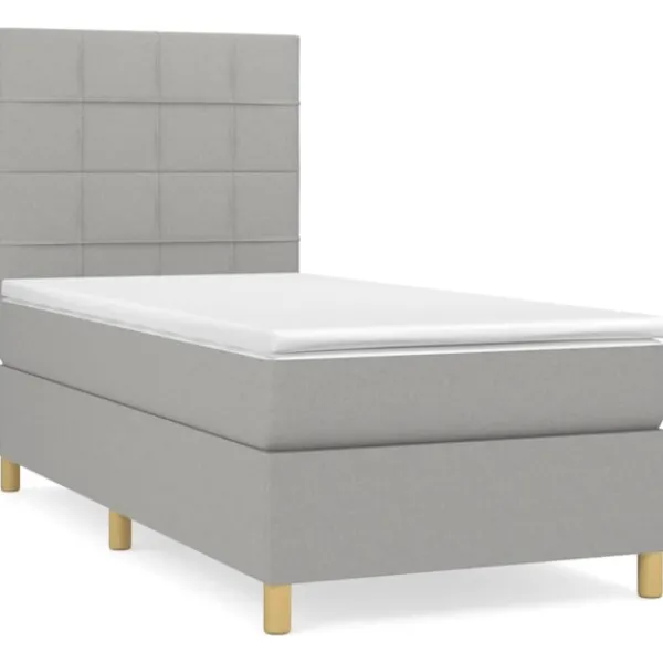 vidaXL Sängar>Ramsäng med madrass ljus 90x200 cm tyg