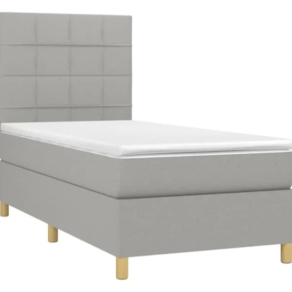 vidaXL Sängar>Ramsäng med madrass ljus 90x200 cm tyg