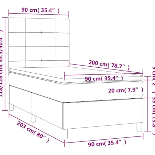 vidaXL Sängar>Ramsäng med madrass ljus 90x200 cm tyg