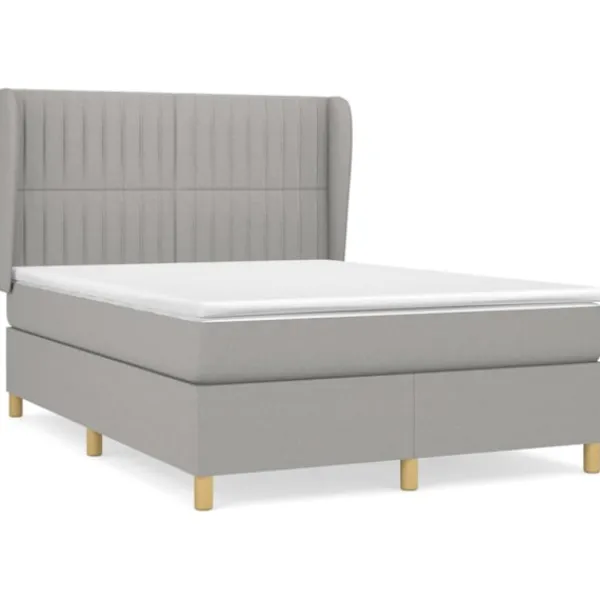 vidaXL Sängar>Ramsäng med madrass ljus 140x190 cm tyg