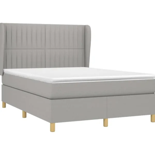 vidaXL Sängar>Ramsäng med madrass ljus 140x190 cm tyg