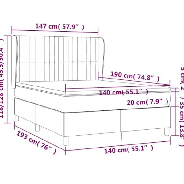 vidaXL Sängar>Ramsäng med madrass ljus 140x190 cm tyg