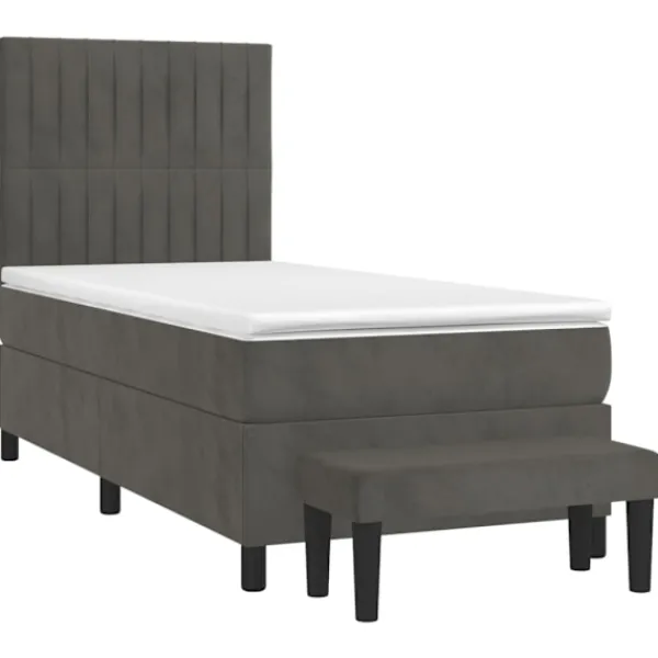 vidaXL Sängar>Ramsäng med madrass mörk 100x200 cm sammet