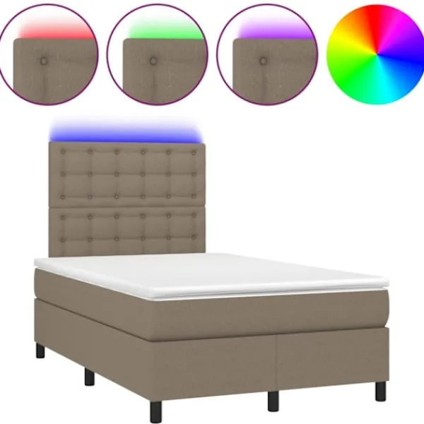 vidaXL Sängar>Ramsäng med madrass & LED 120x200 cm tyg