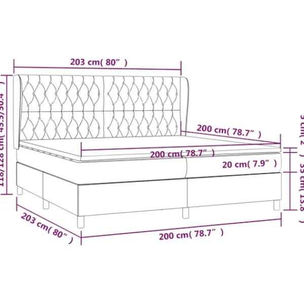 vidaXL Sängar>Ramsäng med madrass 200x200 cm tyg
